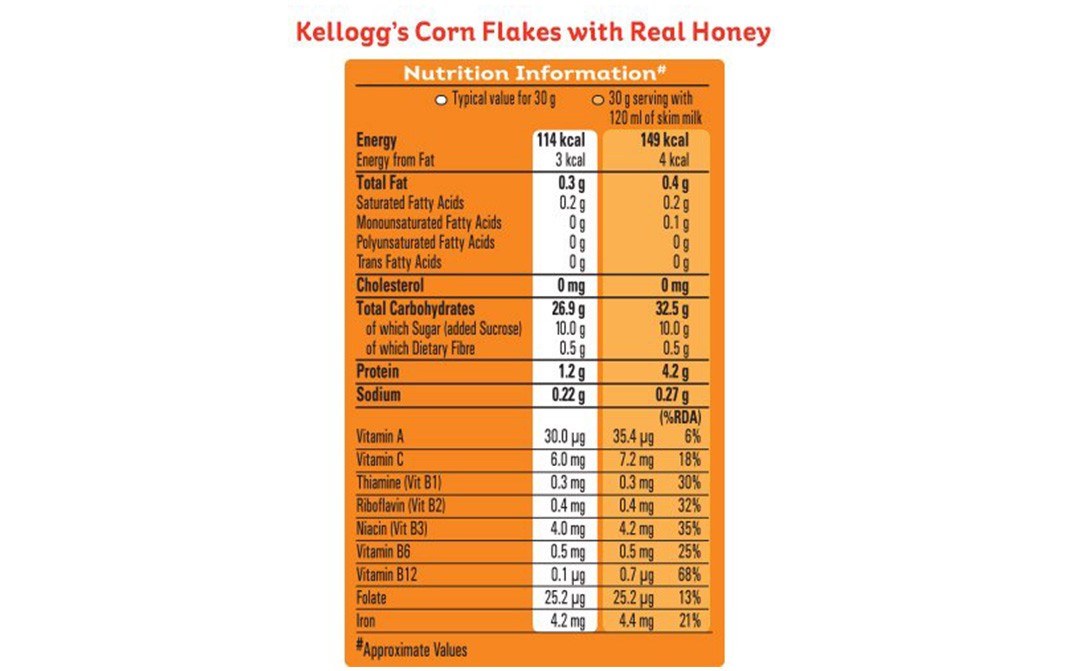 Kellogg's Corn Flakes with Real Honey   Box  300 grams
